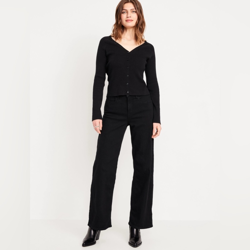 Old Navy Black High-Rise Wide Leg Jeans